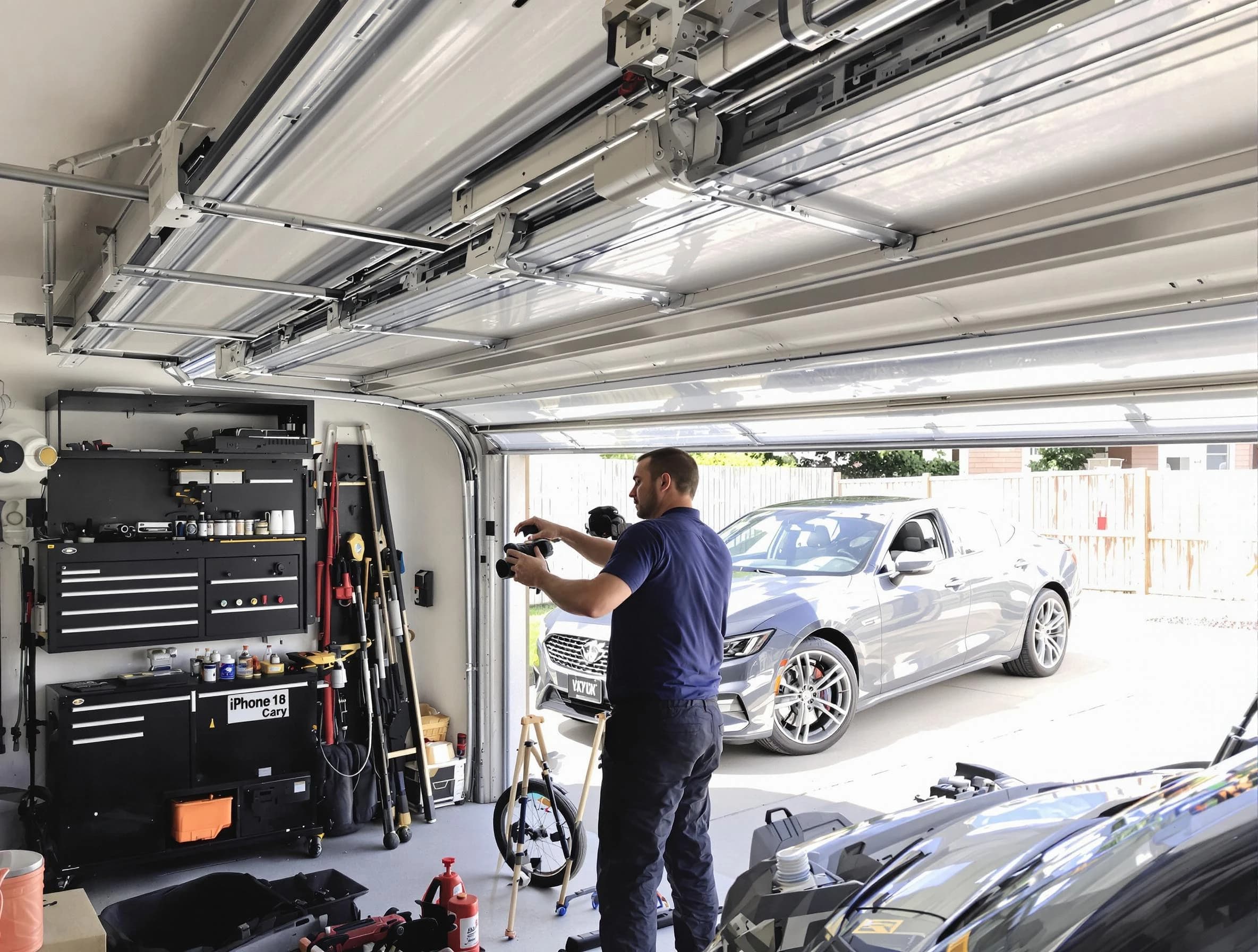 Newark Garage Door Repair technician fixing noisy garage door in Newark