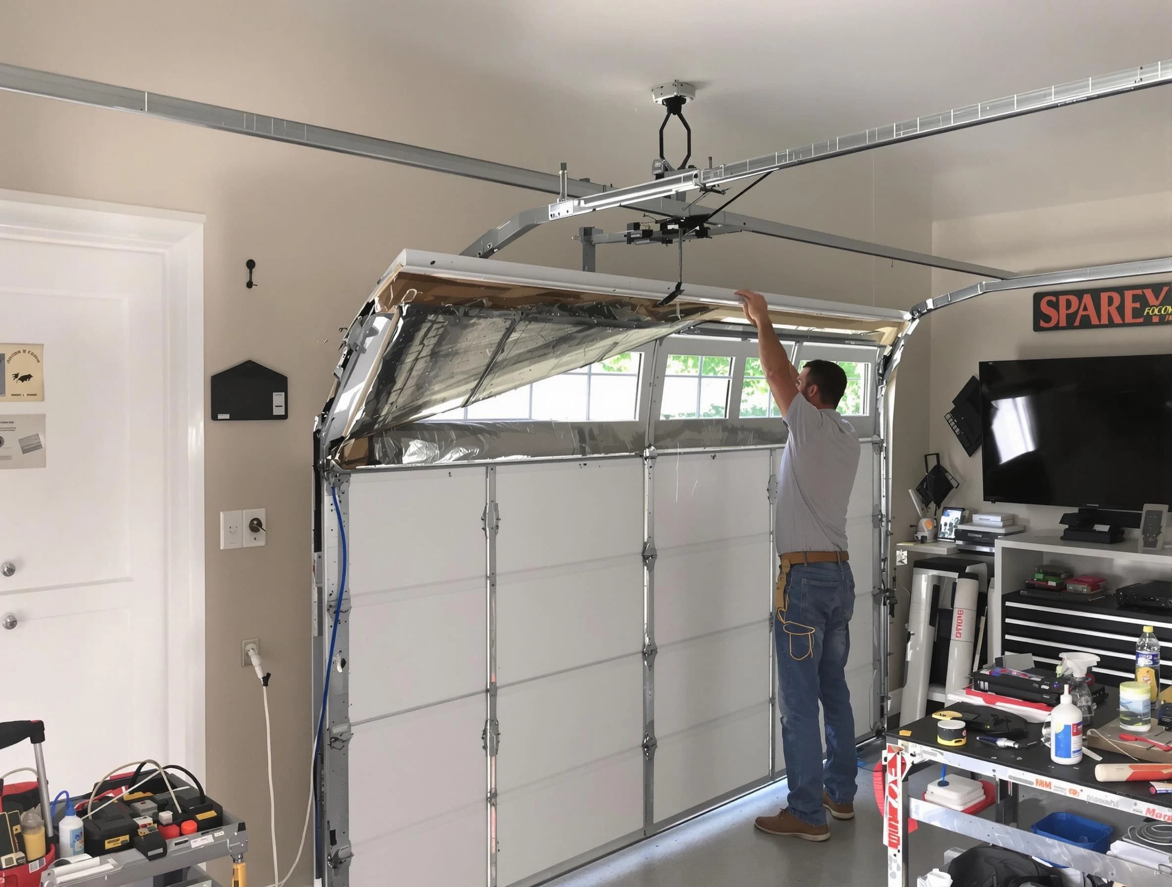 Garage door section replacement by Newark Garage Door Repair in Newark