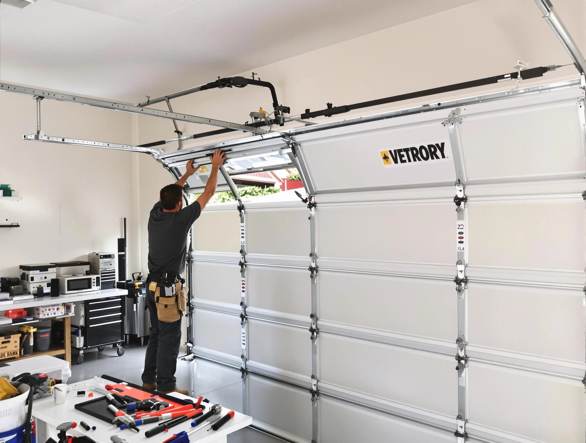Newark Garage Door Repair technician performing section replacement in Newark