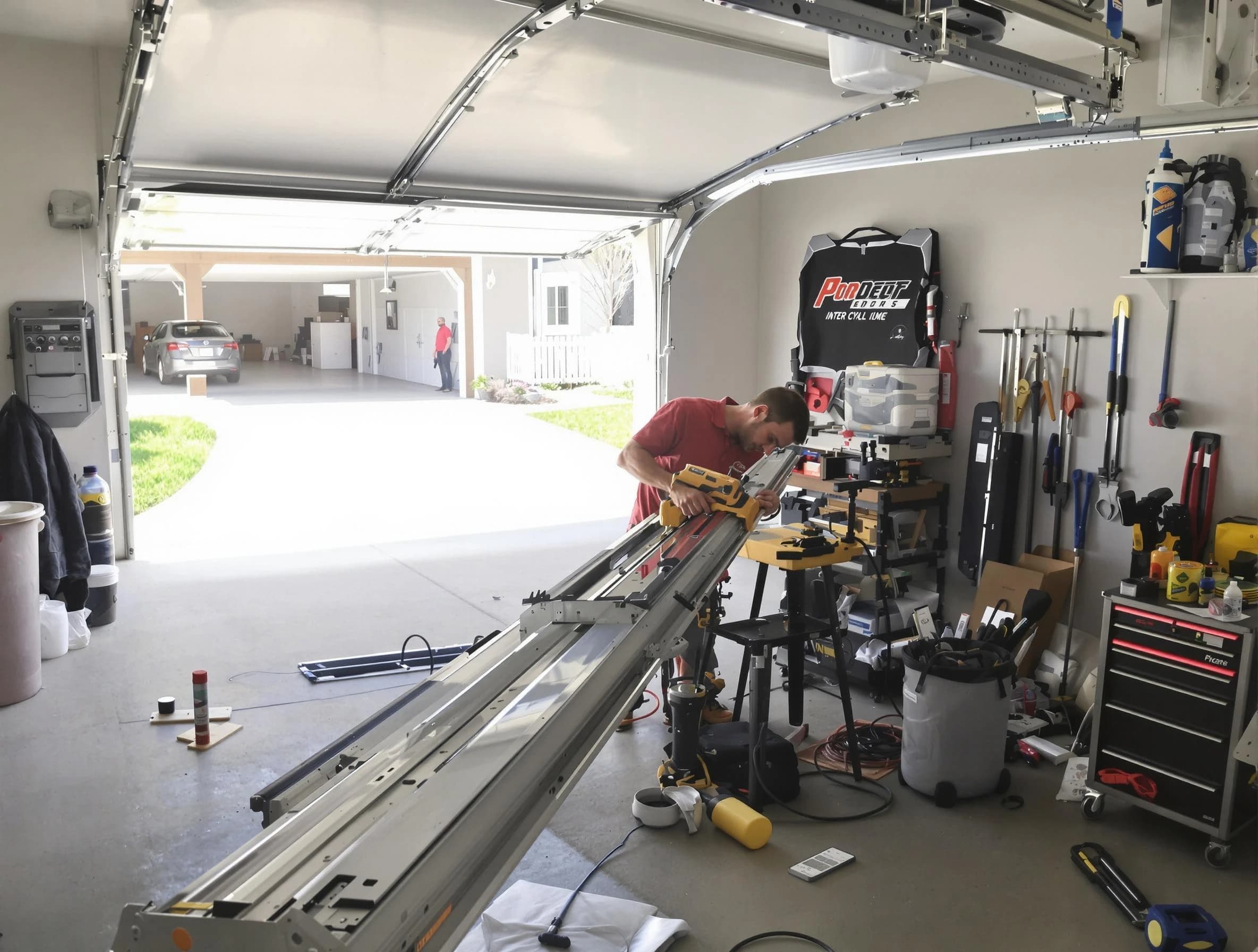 Newark Garage Door Repair expert performing track repair in Newark