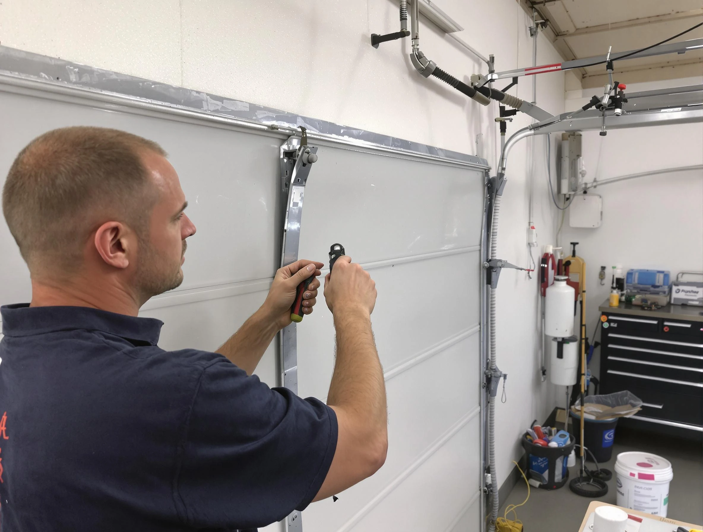 Before and after garage door dent repair by Newark Garage Door Repair in Newark